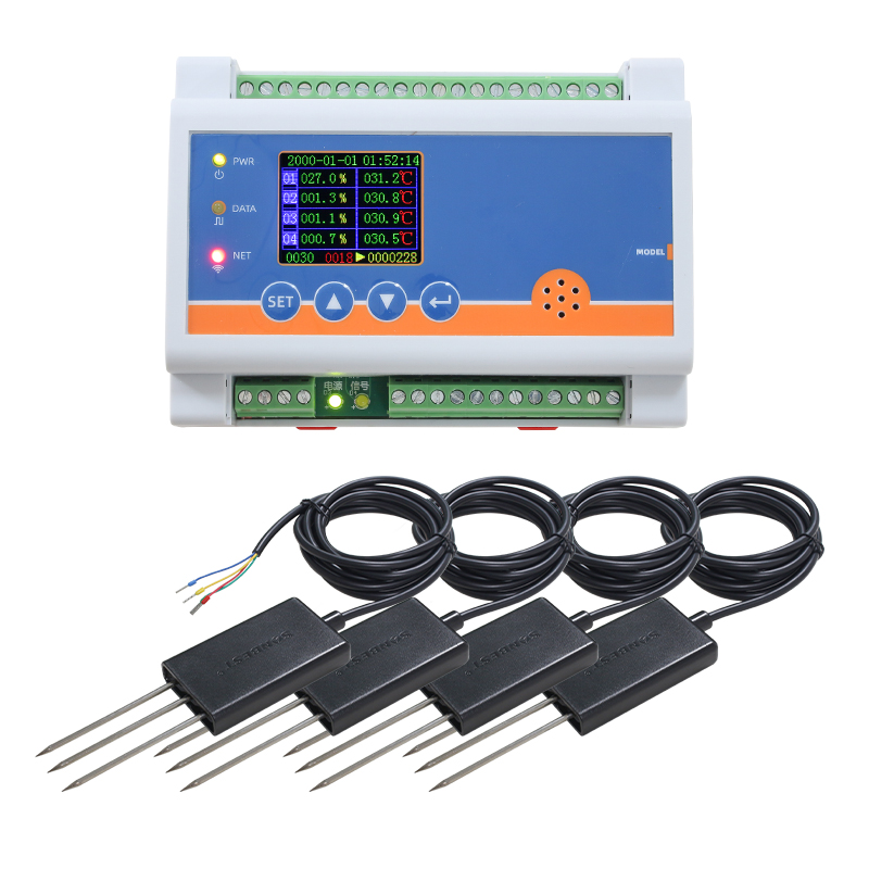 4-channel soil temperature and humidity recorder