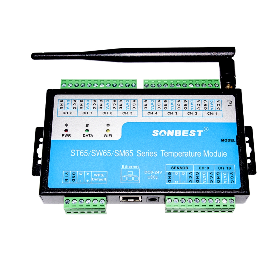 10-channel DS18B20 temperature acquisition module