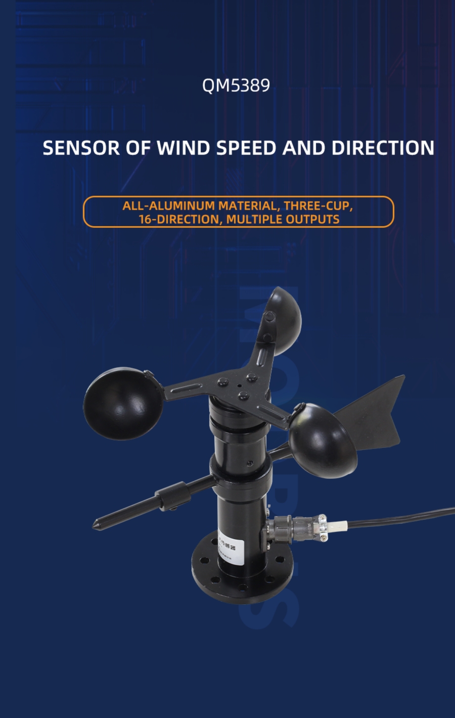 RS485 outdoor aluminum wind speed and direction integrated se