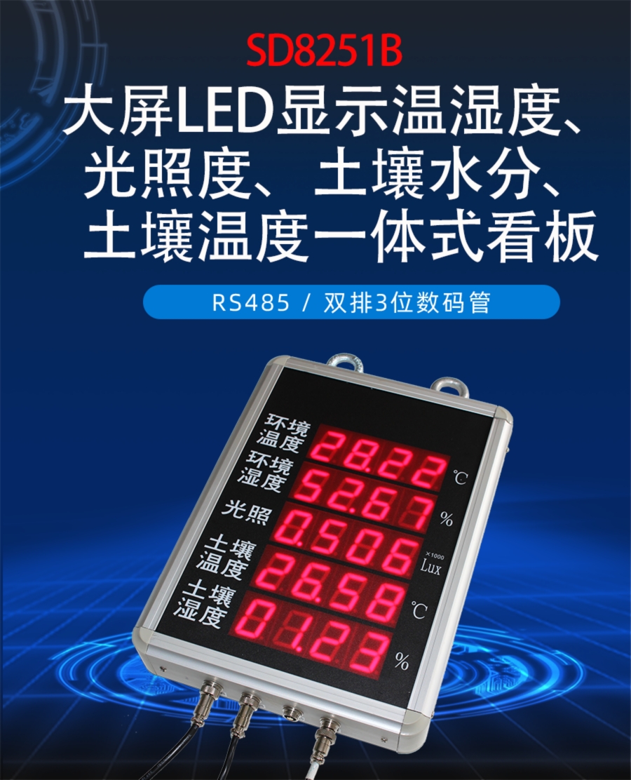 The large-screen LED displays temperature and humidity, illum