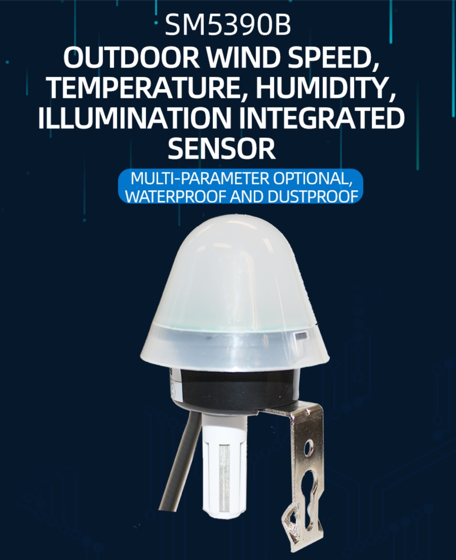 Outdoor wind speed, temperature, humidity, illumination integ